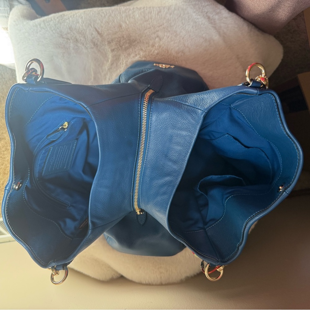 Coach Blue Pebbled Leather Shoulder Bag - Picture 12 of 12